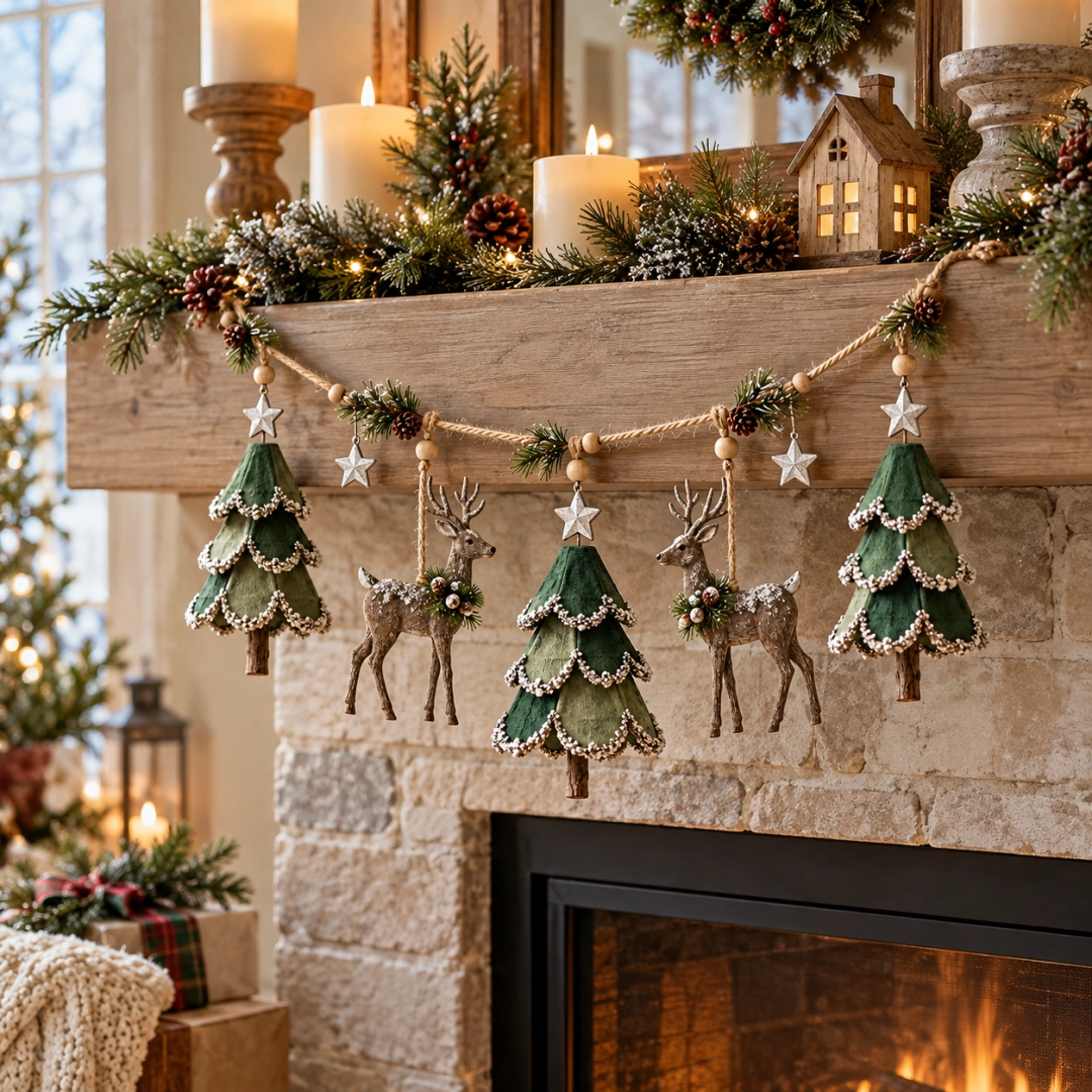 🦌✨ Woodland Deer Glow™ | Lighted Christmas Garland