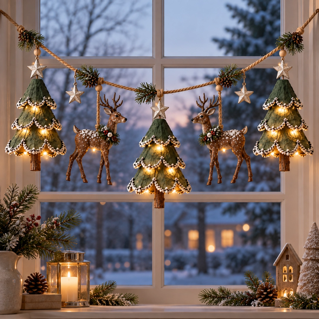 🦌✨ Woodland Deer Glow™ | Lighted Christmas Garland