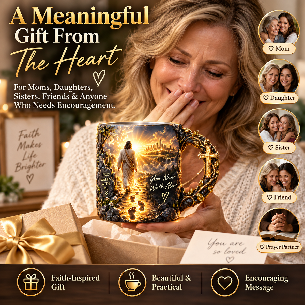 🔥 Last Day 49% OFF | ✝️ Jesus Walks With Me™ – Heat-Reveal Faith Mug