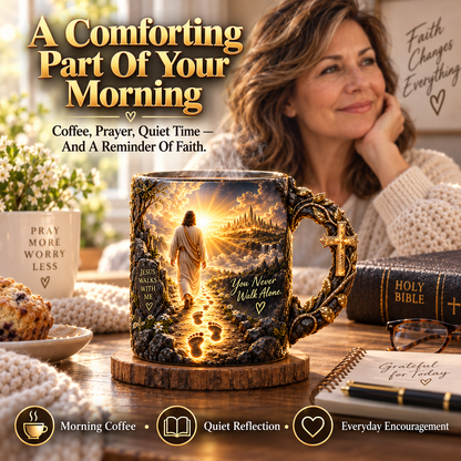 🔥 Last Day 49% OFF | ✝️ Jesus Walks With Me™ – Heat-Reveal Faith Mug