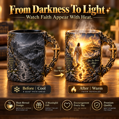 🔥 Last Day 49% OFF | ✝️ Jesus Walks With Me™ – Heat-Reveal Faith Mug