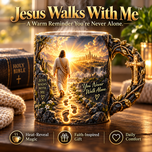 🔥 Last Day 49% OFF | ✝️ Jesus Walks With Me™ – Heat-Reveal Faith Mug