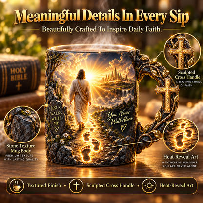 🔥 Last Day 49% OFF | ✝️ Jesus Walks With Me™ – Heat-Reveal Faith Mug