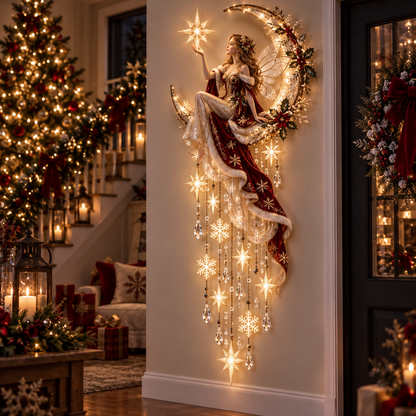 🦋 Enchanted Butterfly Moon™🌙 – Magical Fairy Starfall Wall Light with Cascading Crystal Glow