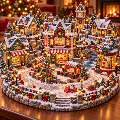 🐱🎄 Christmas Cat Village – Lighted Holiday Scene for Cat Lovers