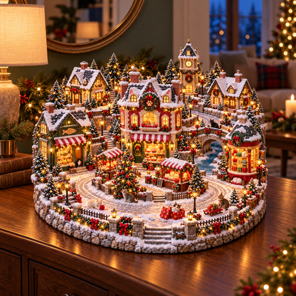 🐱🎄 Christmas Cat Village – Lighted Holiday Scene for Cat Lovers