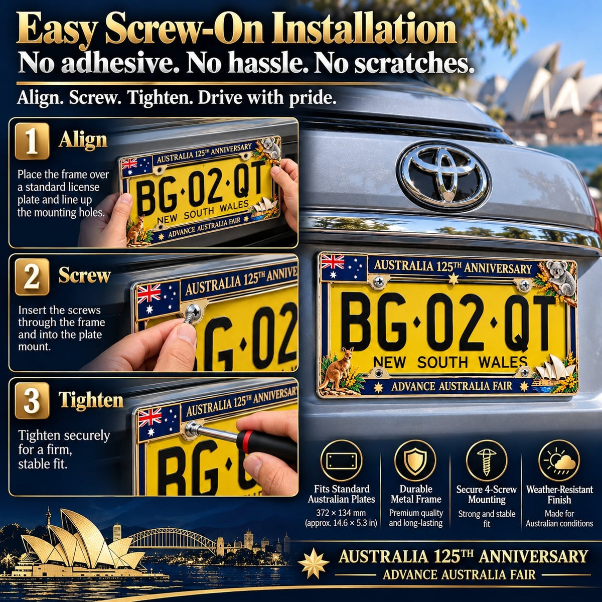 🦘🐨 🇦🇺 Aussie Pride 1901–2026 | 125th Anniversary Metal Plate Frame