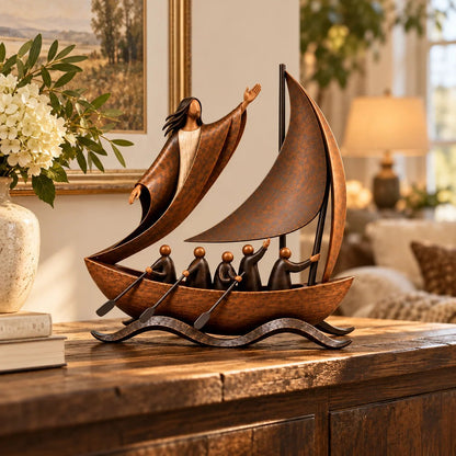 ⏳ Last Day 49% OFF ⛵✨ Guided by Faith™ | Bronze-Tone Sailing Sculpture