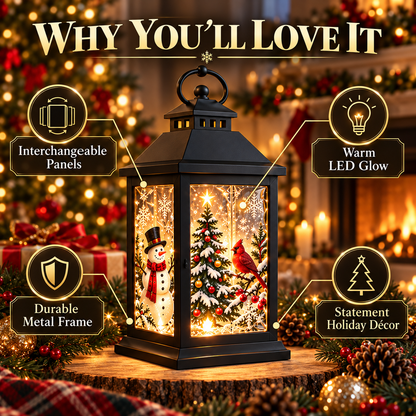 🎄💎 Interchangeable Crystal Holiday Lantern ✨ Light Up Seasonal Decor