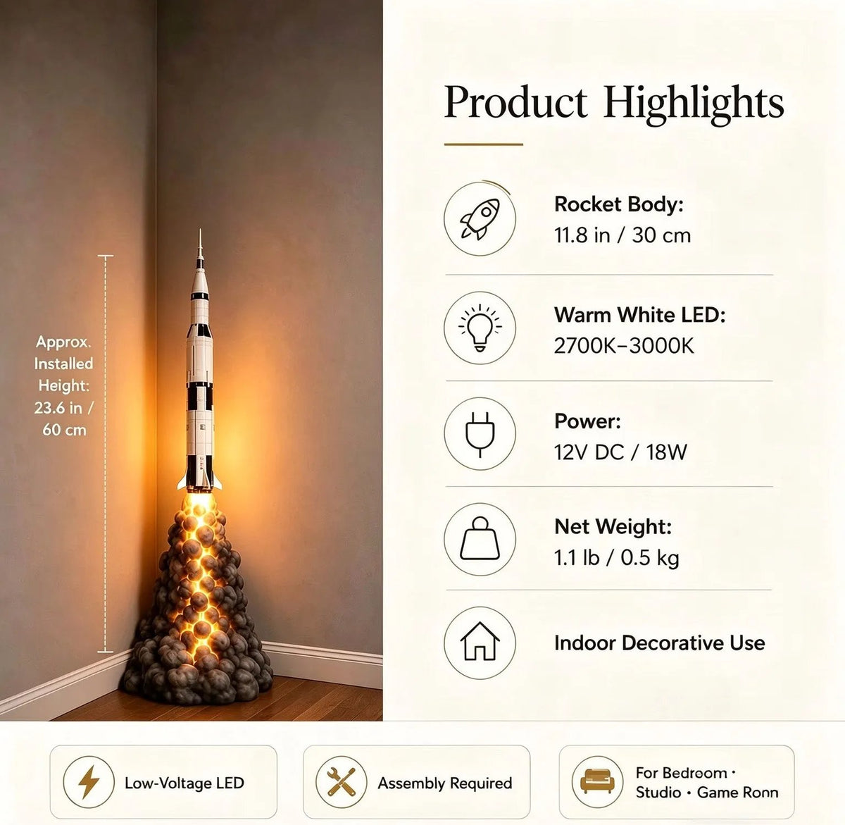 🚀✨ Countdown to Dreamland™ – Rocket Launch Cloud LED Floor Lamp
