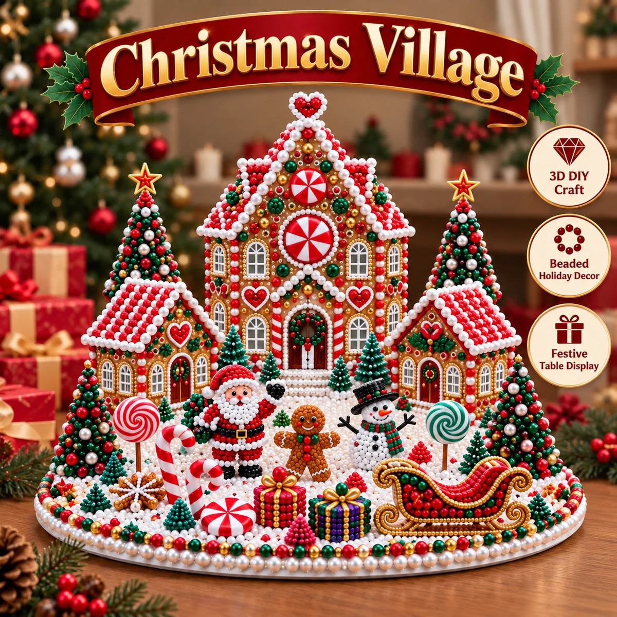 🎄💎 Build-Your-Own 3D Christmas Village – Gem Art DIY Kit