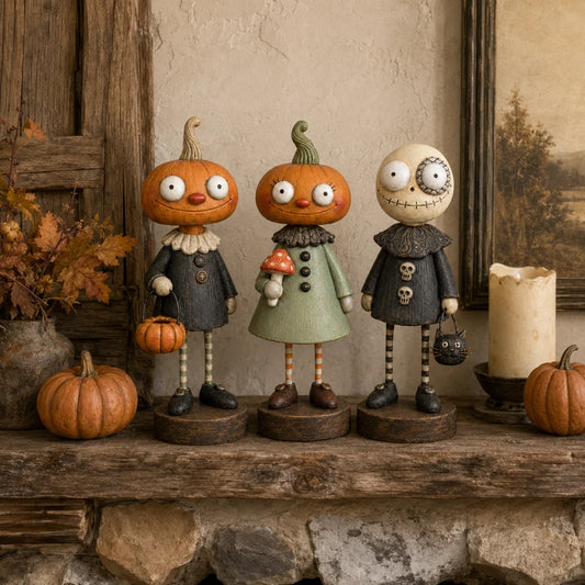 🎃 Pumpkin Patch Pals | Primitive Vintage Halloween Collectible Figurines