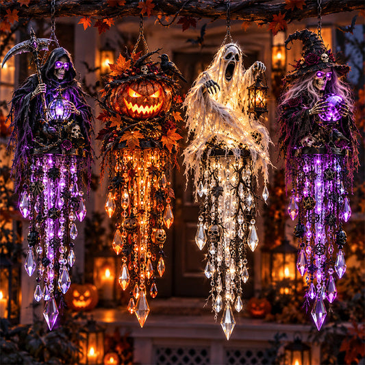 🎃💀 Haunted Halloween Crystal Cascade Lights  – 4 Spooky Glowing Designs