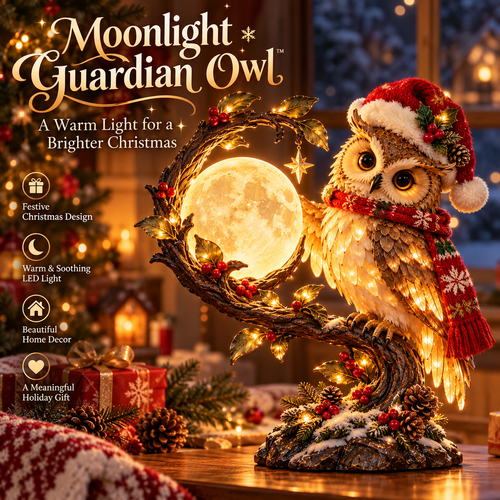 🌙🦉 Moonkeeper Owl – Lighted Christmas Woodland Decor