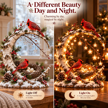 🌙🐦 Cardinal Moonlight Haven™ | Lighted Crescent Moon Decor