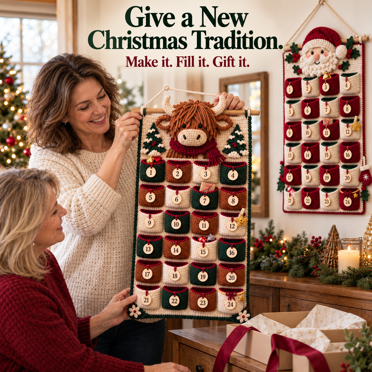 🎄 Christmas Crochet Advent Calendar DIY Kit – 24 Little Surprises, One Cozy Family Tradition