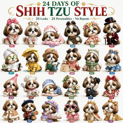 🎀🐾 Shih Tzu Christmas Advent Calendar – 24 Little Personalities