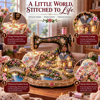 🧵✨ Stitched to Life™ | Lighted Sewing Machine Garden Decor