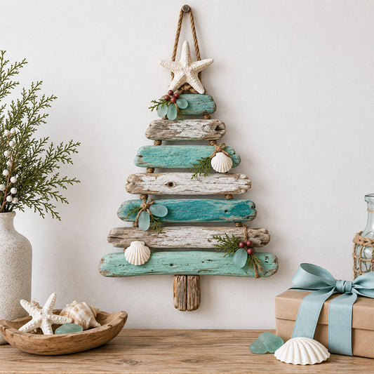 🌊🎄 Christmas by the Coast | Lighted Driftwood Tree Wall Decor