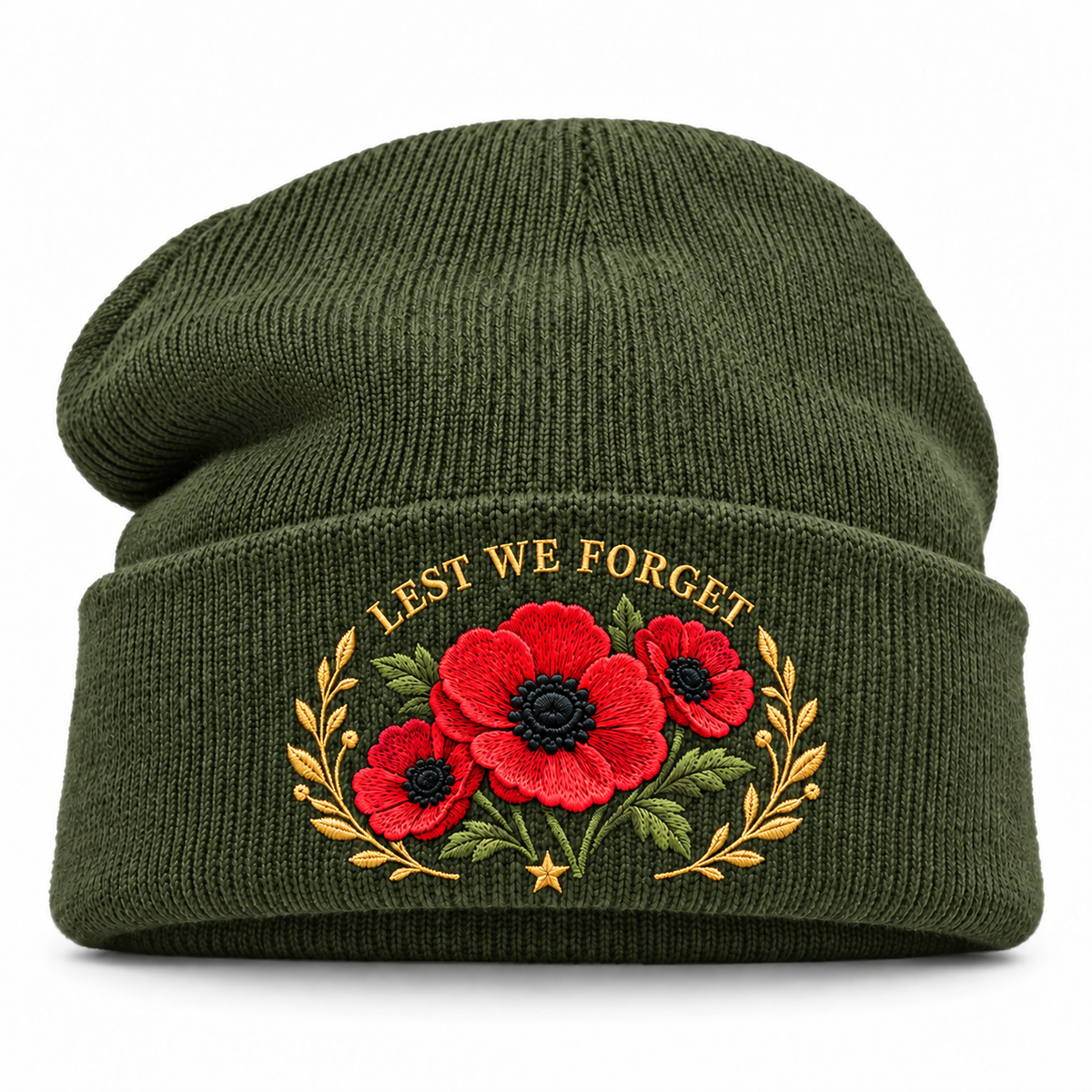 🎖️ Lest We Forget Poppy™ | Memorial Embroidered Knit Beanie