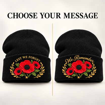 🎖️ Lest We Forget Poppy™ | Memorial Embroidered Knit Beanie