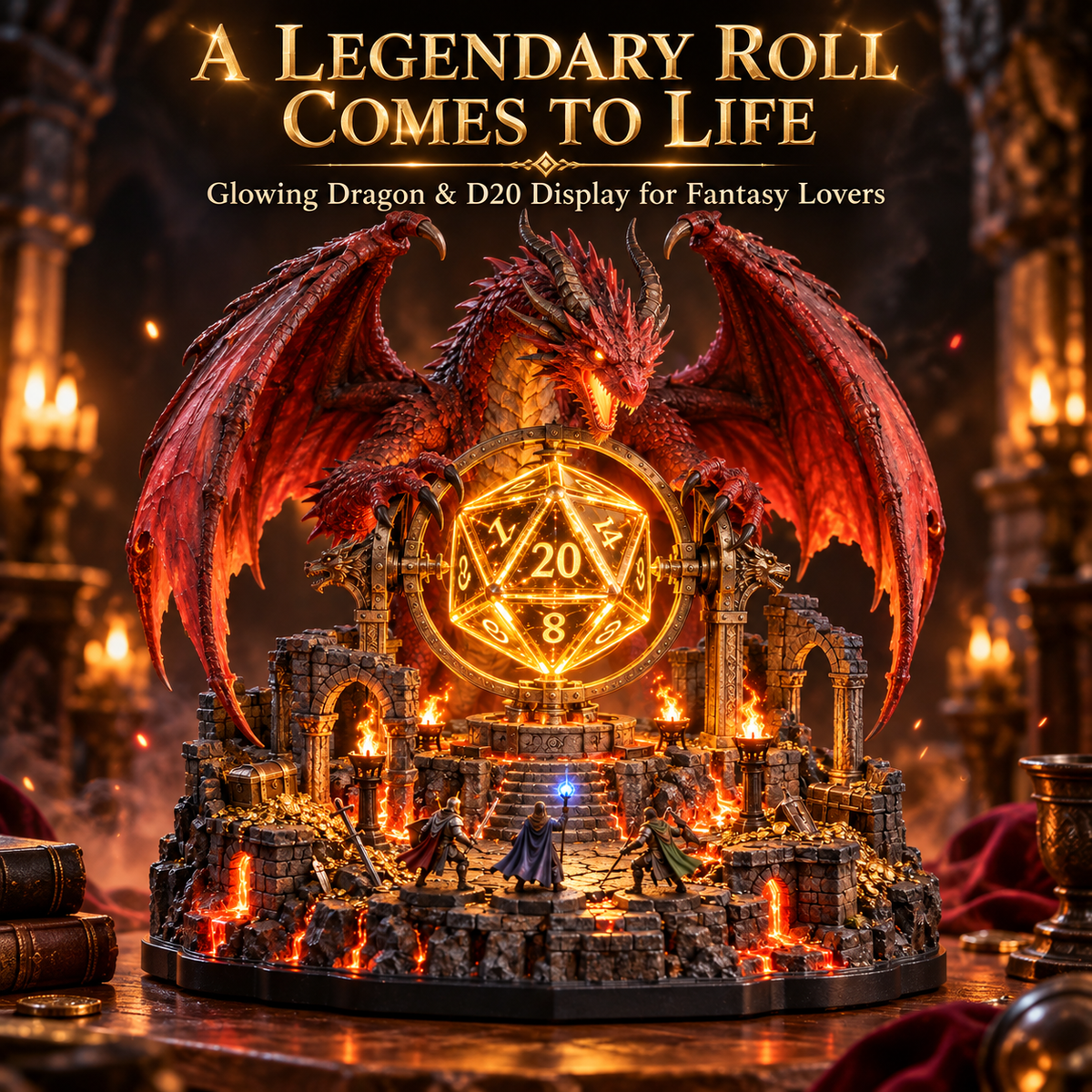 🐉 The Dragon Guards Your Roll | Lighted D20 Fantasy Diorama