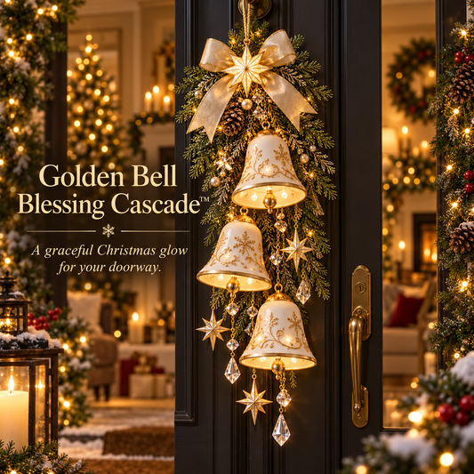 🔔✨ Last Day 49% OFF — Golden Bell Blessing Cascade™ | Lighted Christmas Door Decor