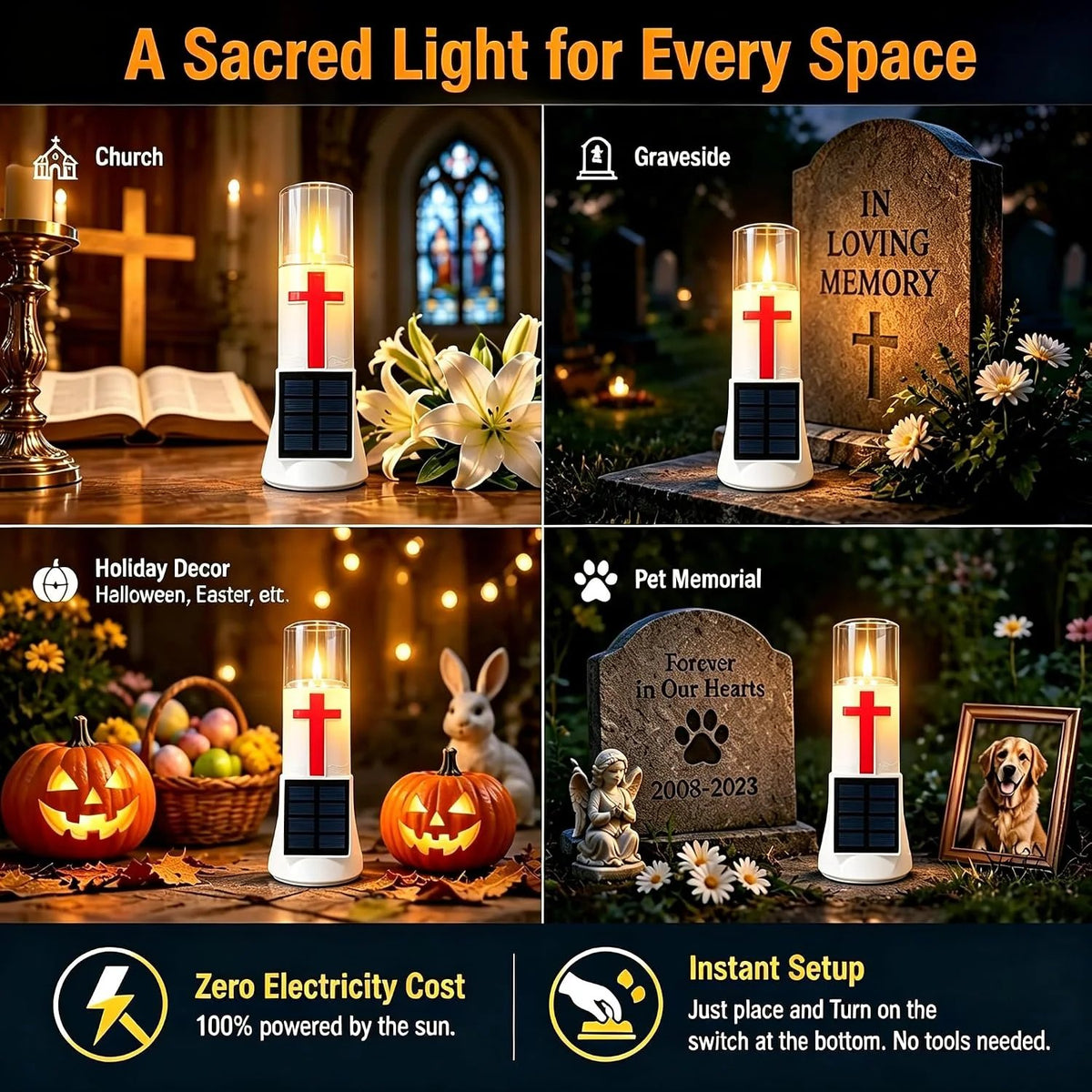 Solar Memorial Flameless Candle Lights