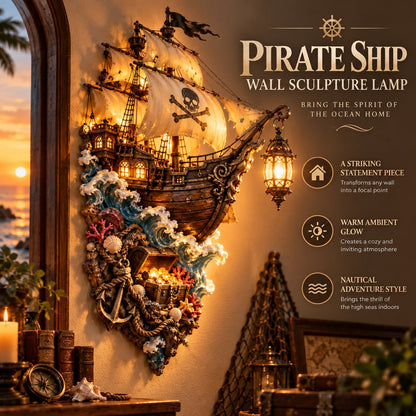 ⛵👻 Phantom Tide™ | Lighted Ghost Ship Nautical Wall Decor