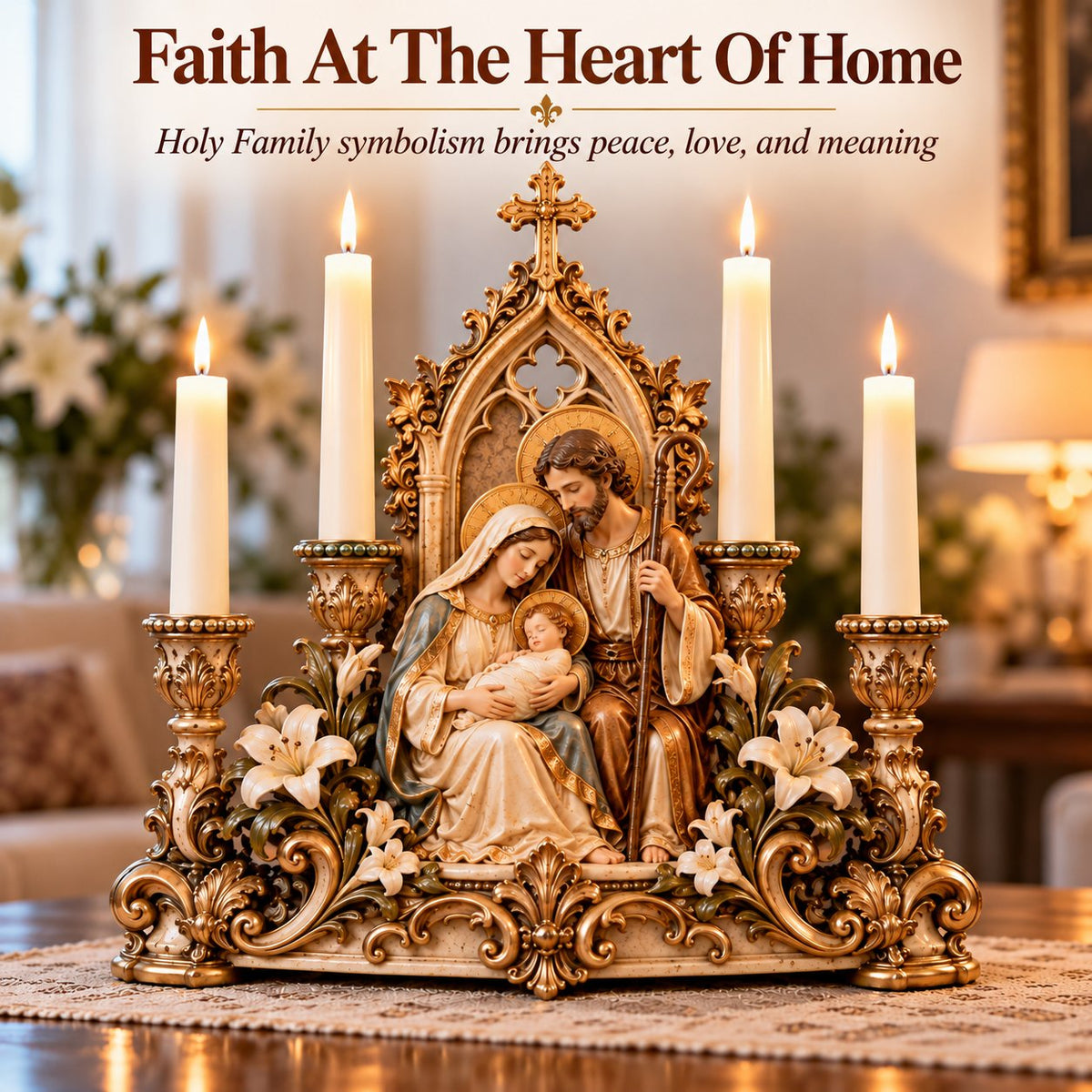 🖤✝️ Sacred Gothic Family™ | Holy Family Four-Candle Holder
