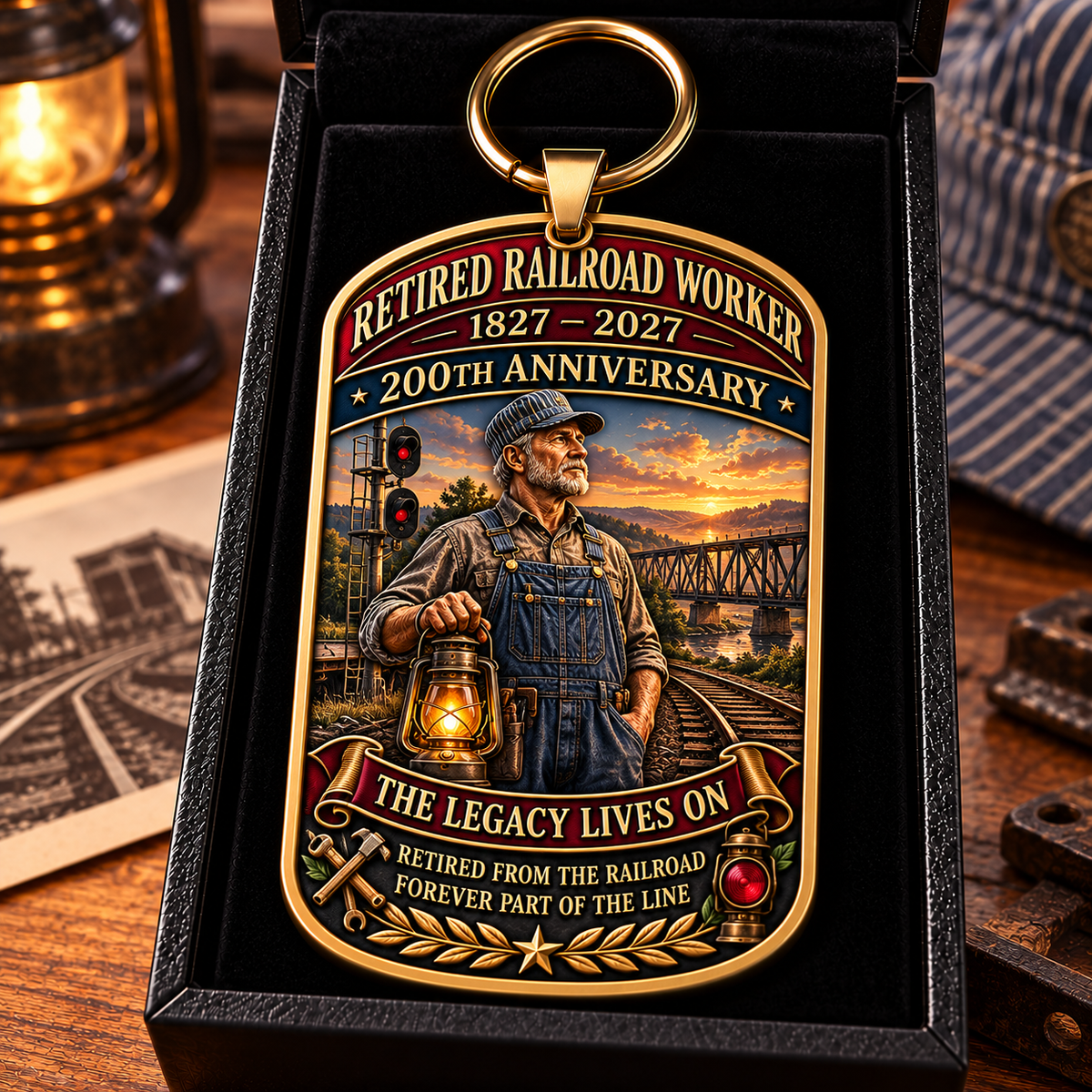 🚂 Built by Generations | Railroad Worker 200th Anniversary Keychain
