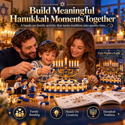 🕎✨ Build Your Hanukkah Together™ | Light-Up Menorah Building Set & Family Holiday Activity