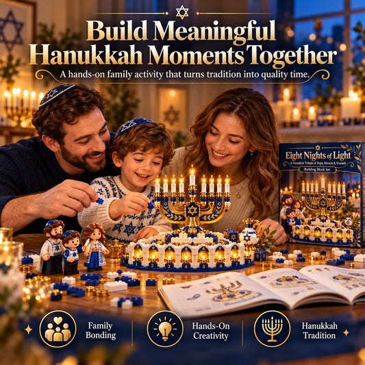 🕎✨ Build Your Hanukkah Together™ | Light-Up Menorah Building Set & Family Holiday Activity