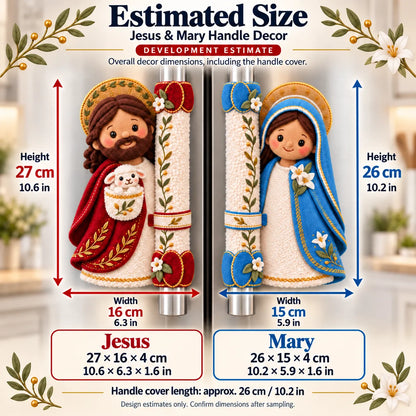 ⏳ Last Day 49% OFF – ✝️ Heaven in the Kitchen | Jesus & Mary Plush Handle Huggers ❤️