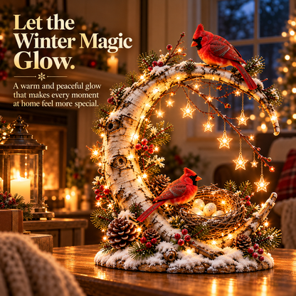 🌙🐦 Cardinal Moonlight Haven™ | Lighted Crescent Moon Decor