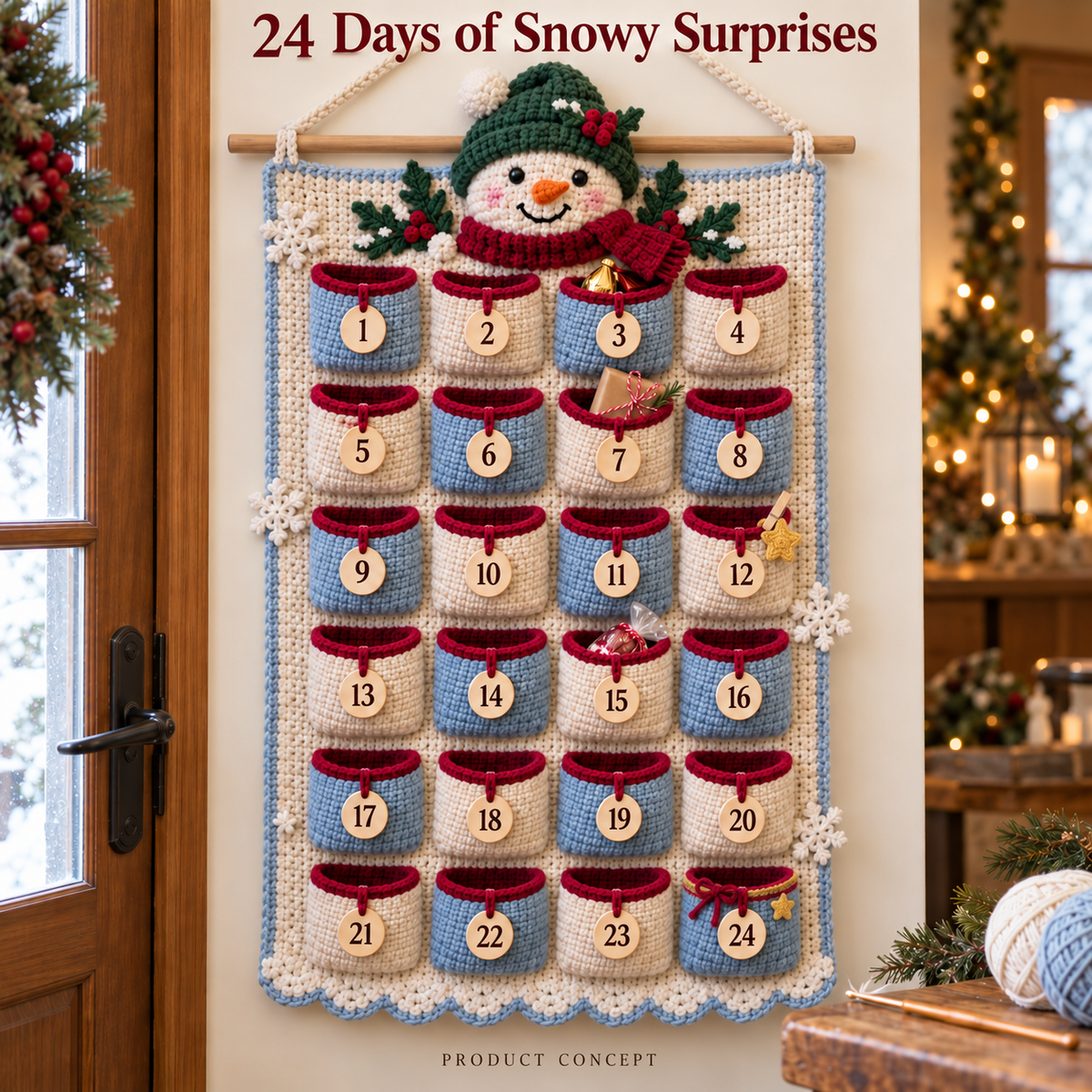 🎄 Christmas Crochet Advent Calendar DIY Kit – 24 Little Surprises, One Cozy Family Tradition