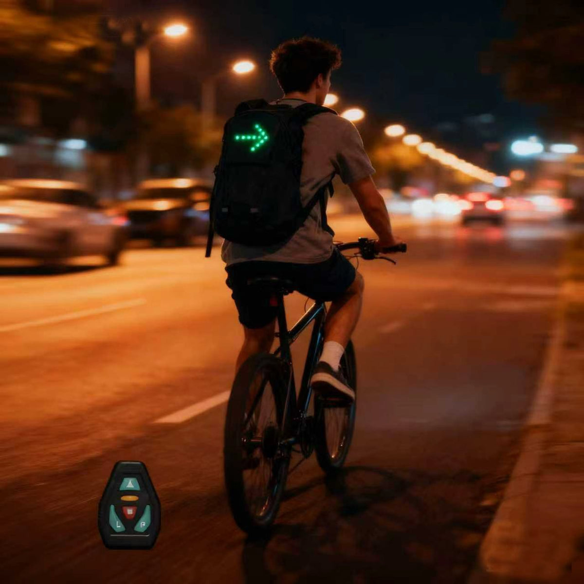 🚴 15L LED Warning Light Backpack – Wireless Handlebar Remote, 5 Signal Modes & Reflective Strips