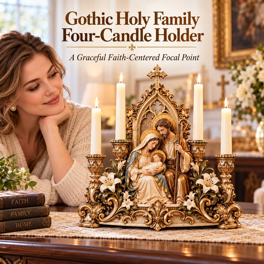🖤✝️ Sacred Gothic Family™ | Holy Family Four-Candle Holder