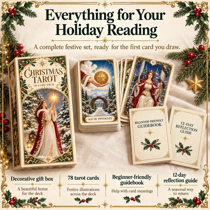 Last Day 49% OFF🎉-🔮 Yuletide Tarot Deck | 78 Festive Cards & A Guided 12-Day Holiday Ritual