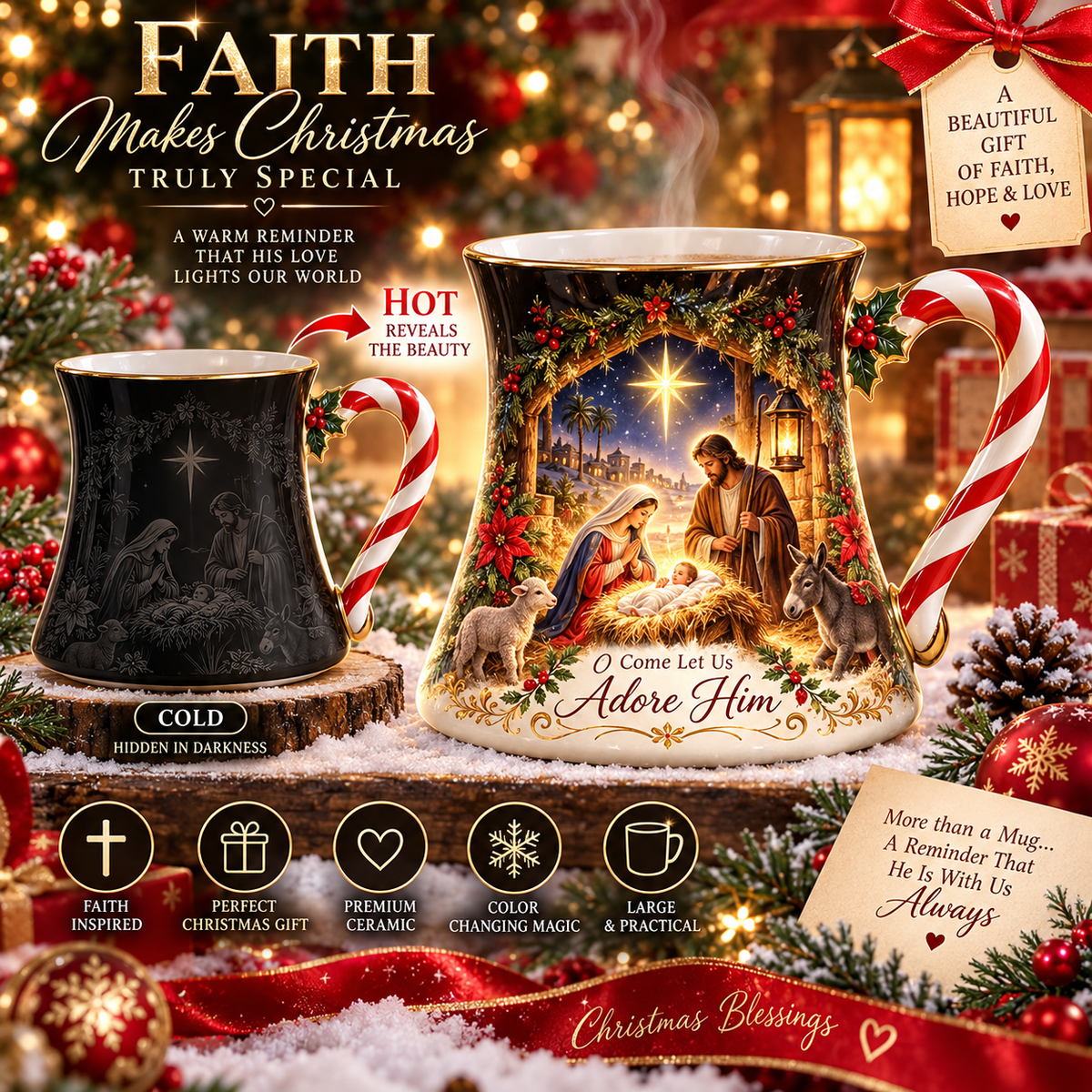 🎄☕ Christmas Magic Reveal™ – Heat Activated Color Changing Mug | A Magical Holiday Surprise 🎁✨