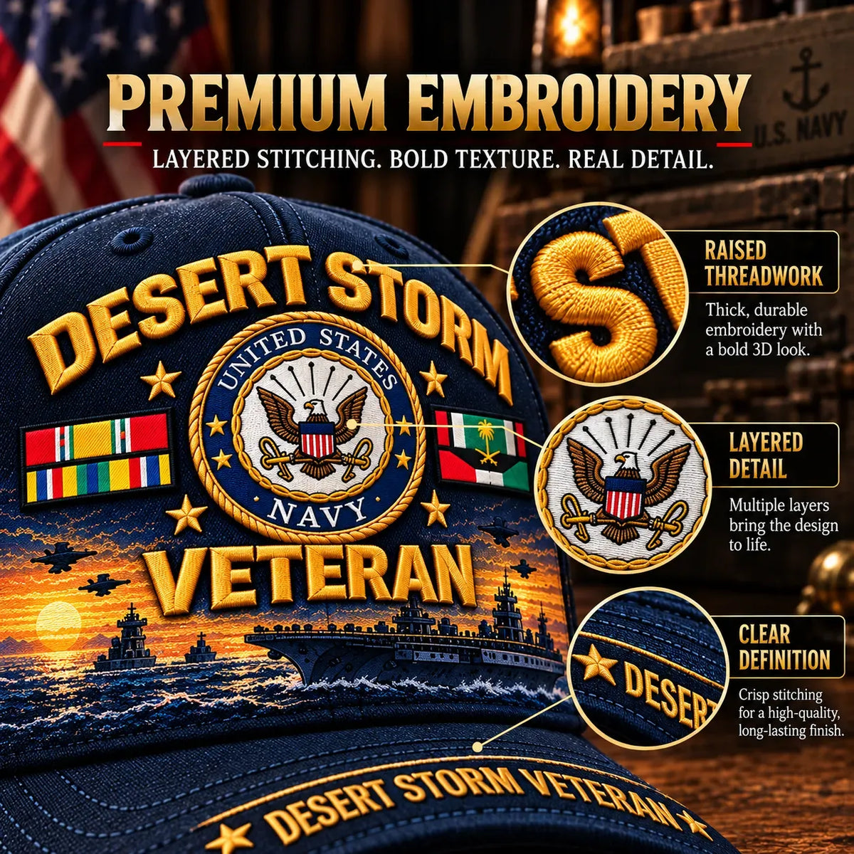 🎖️ Desert Storm 35th Anniversary Veteran Cap | Honoring Your Service & Pride 1991–2026