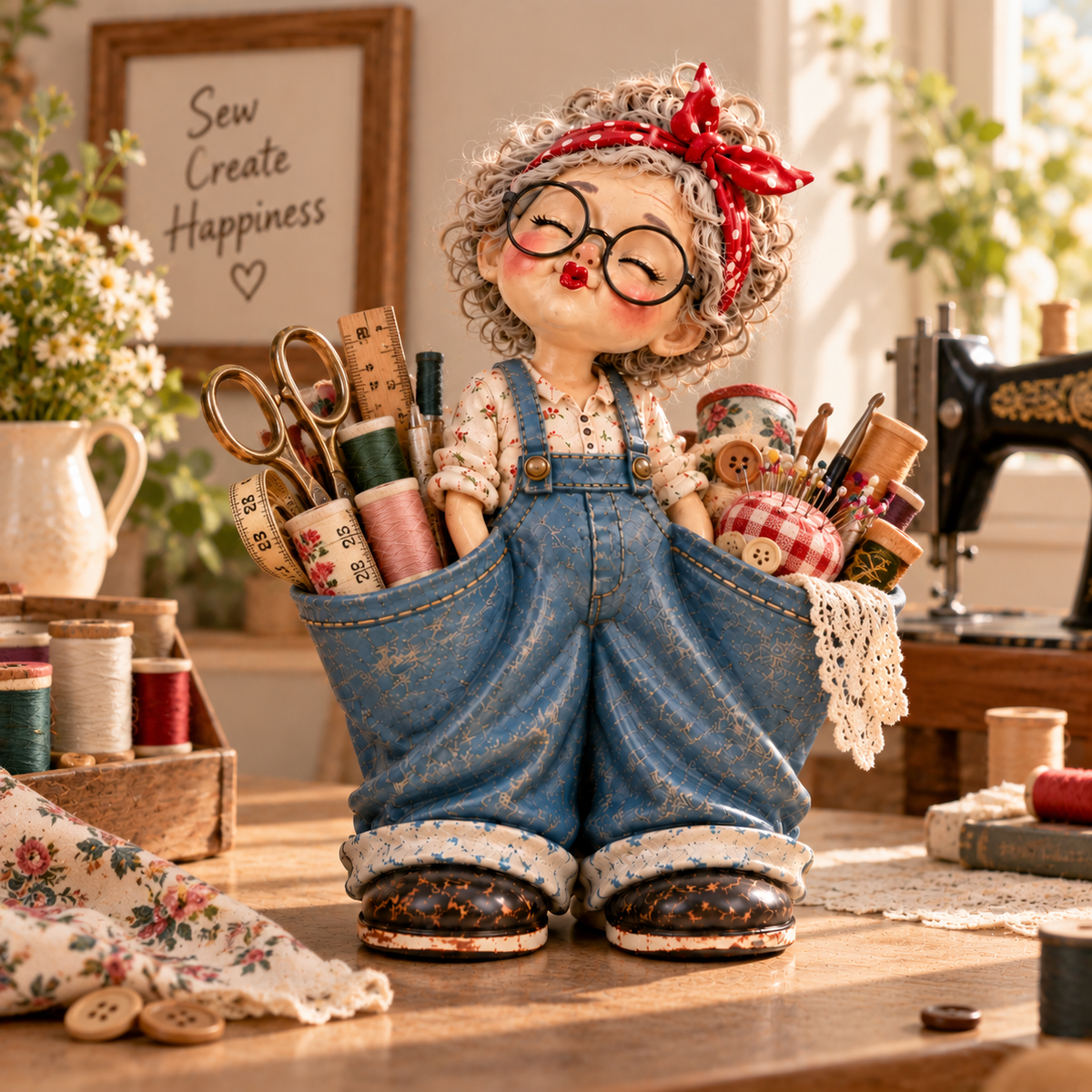 💕🧺 Vintage Pocket Girl – Adorable Desk Organizer & Charming Home Decor ✨