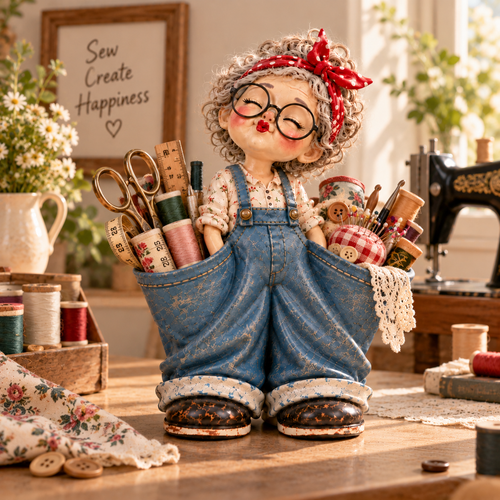 💕🧺 Vintage Pocket Girl – Adorable Desk Organizer & Charming Home Decor ✨