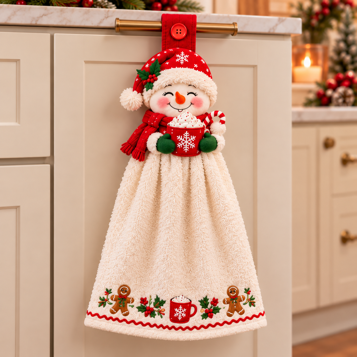 🎄 Christmas Joy – 3D Character Hanging Hand Towels for Kitchen & Bathroom