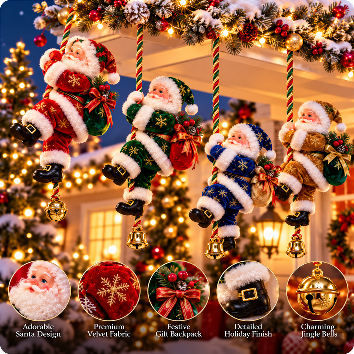 🎅🎄 Climbing Santa™ | Festive Christmas Rope Hanging Decor