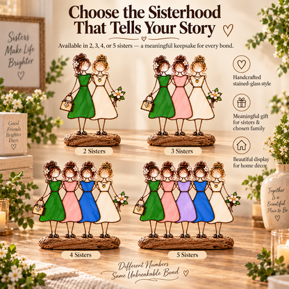 💞🪟 Sisters in Light™ | Stained Glass-Inspired Friendship Figurine