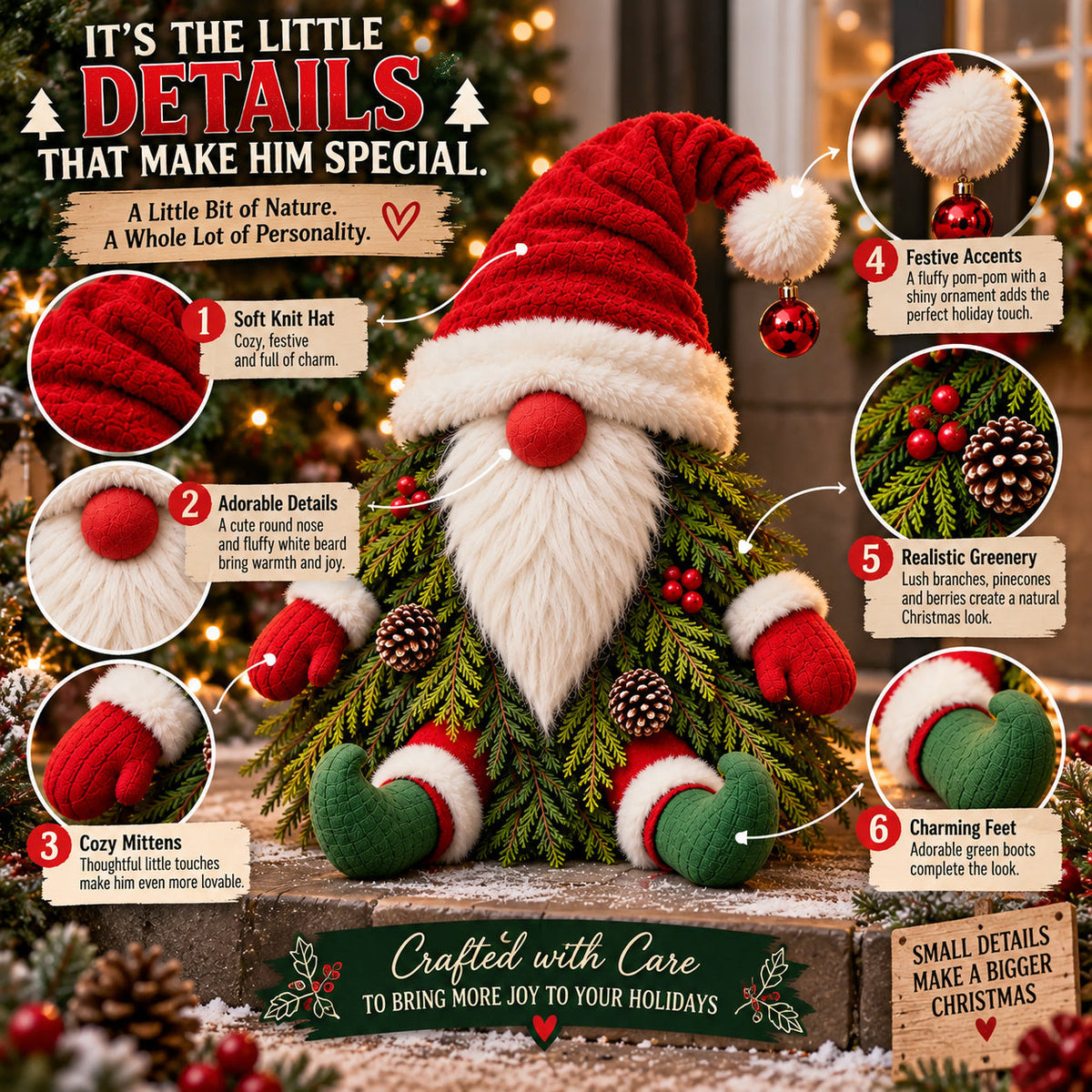 🎅🎄 Gnome Tree Mischief™ | Whimsical Christmas Porch Decor