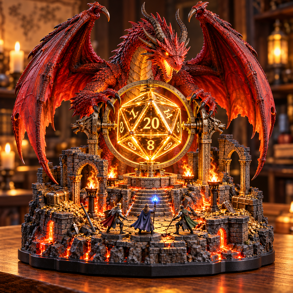 🐉 The Dragon Guards Your Roll | Lighted D20 Fantasy Diorama