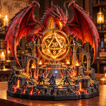 🐉 The Dragon Guards Your Roll | Lighted D20 Fantasy Diorama
