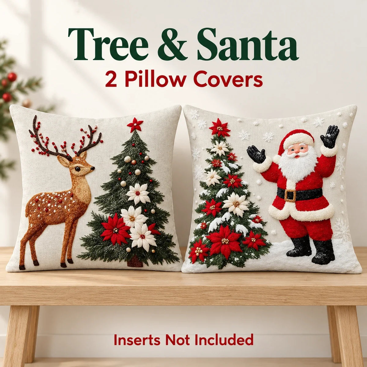 🎄 Christmas Pillow Covers 4-Piece Set — Festive Sofa Makeover
